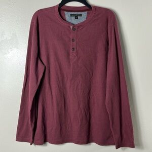 Banana Republic Red /Gray Long Sleeve Henley Shirt Men’s XL